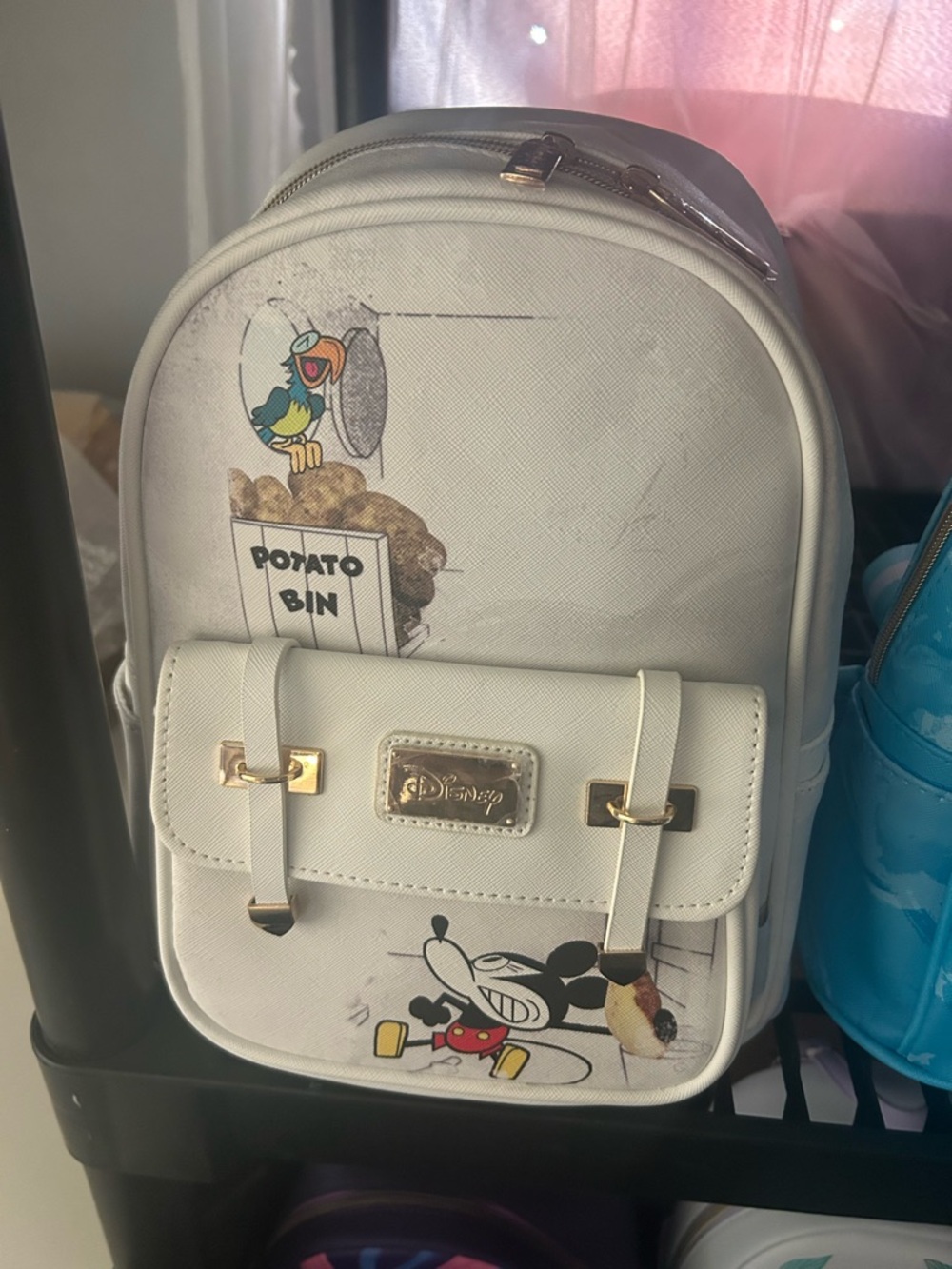 Disney White Mini Backpack with Mickey & Cartoon Print Wandapop